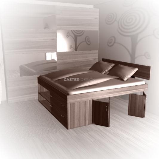 Bed with storage space